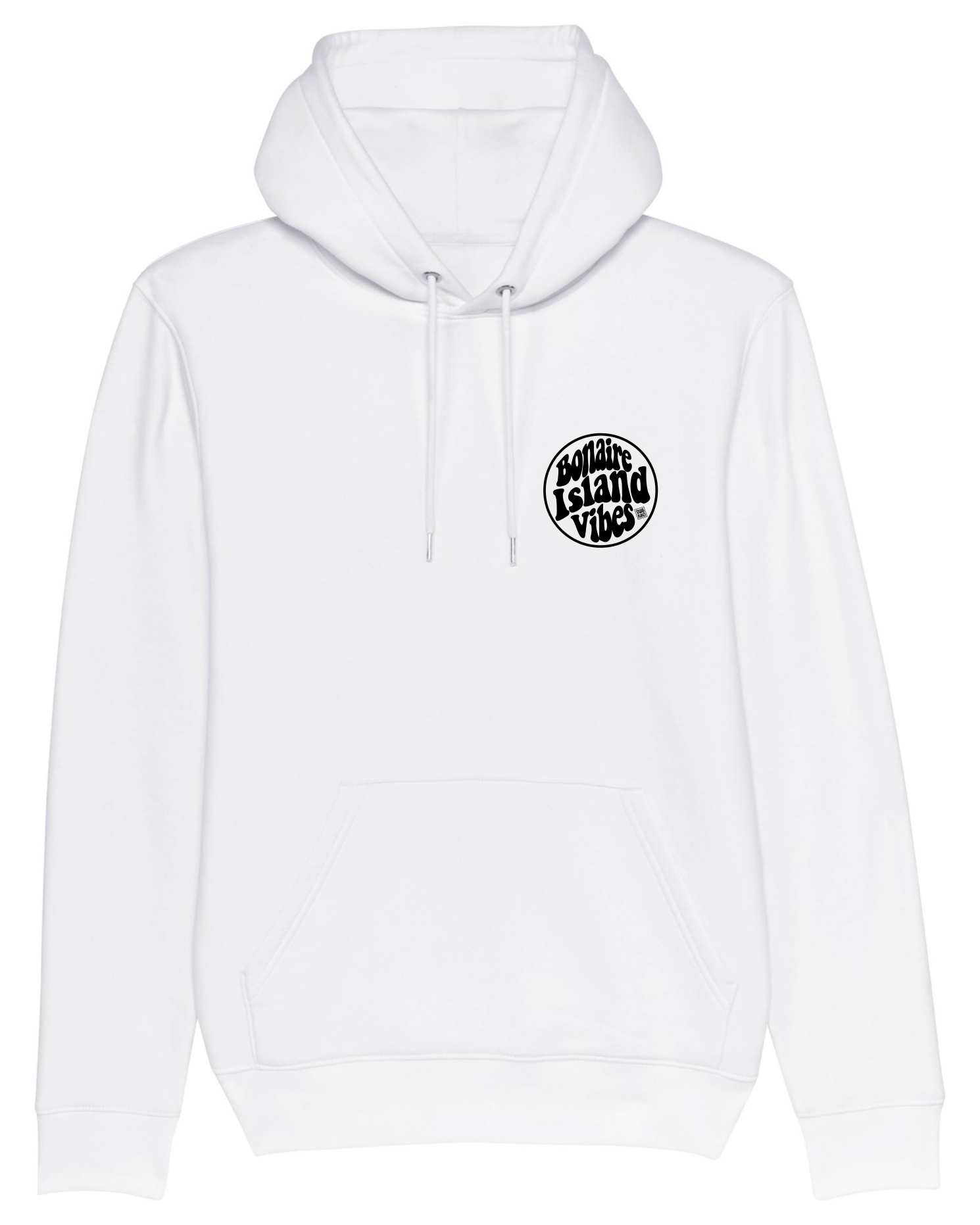 Hoodie white, Bonaire Island vibes front