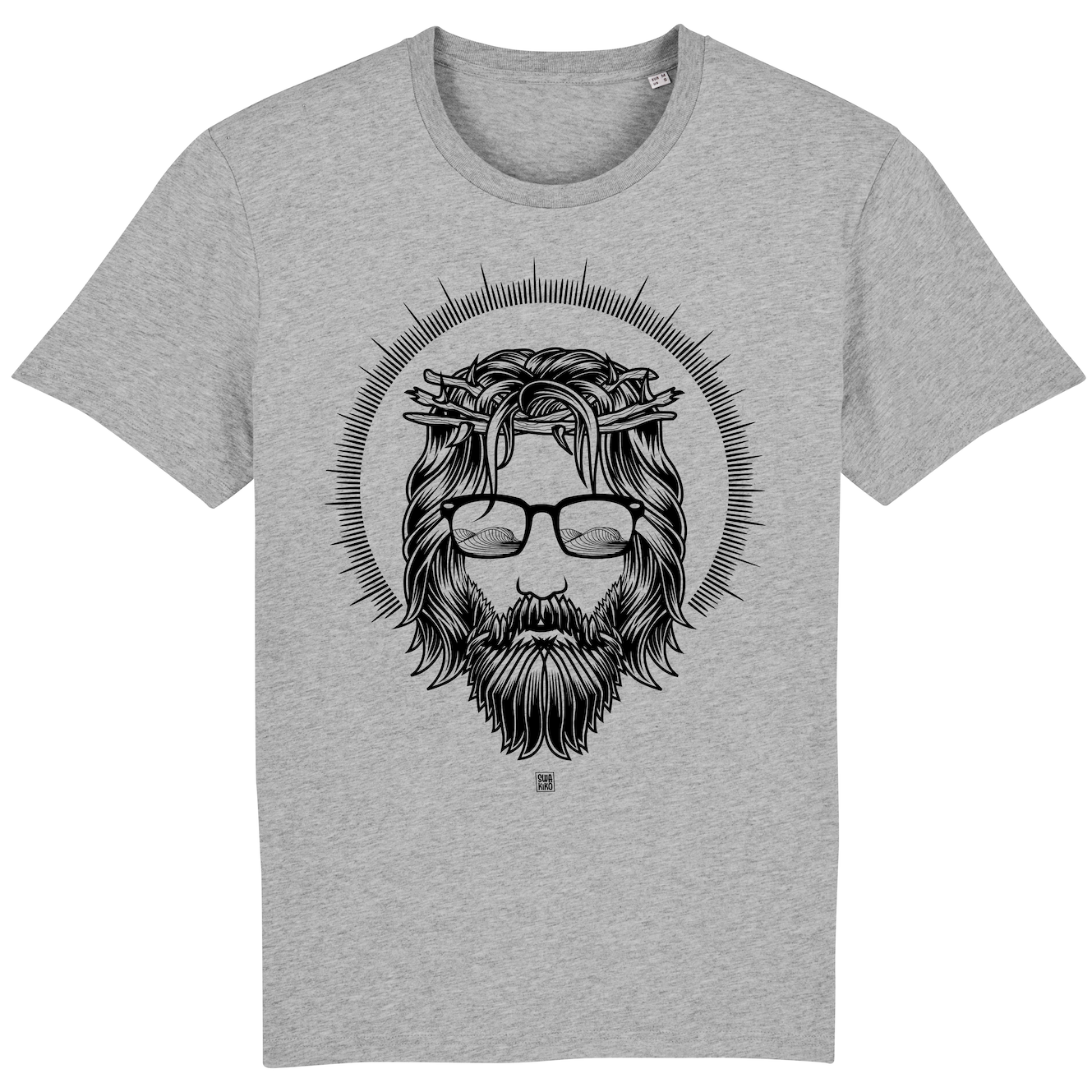 Grijs surf t-shirt met artwork van meneer van Nazareth met zonnebril