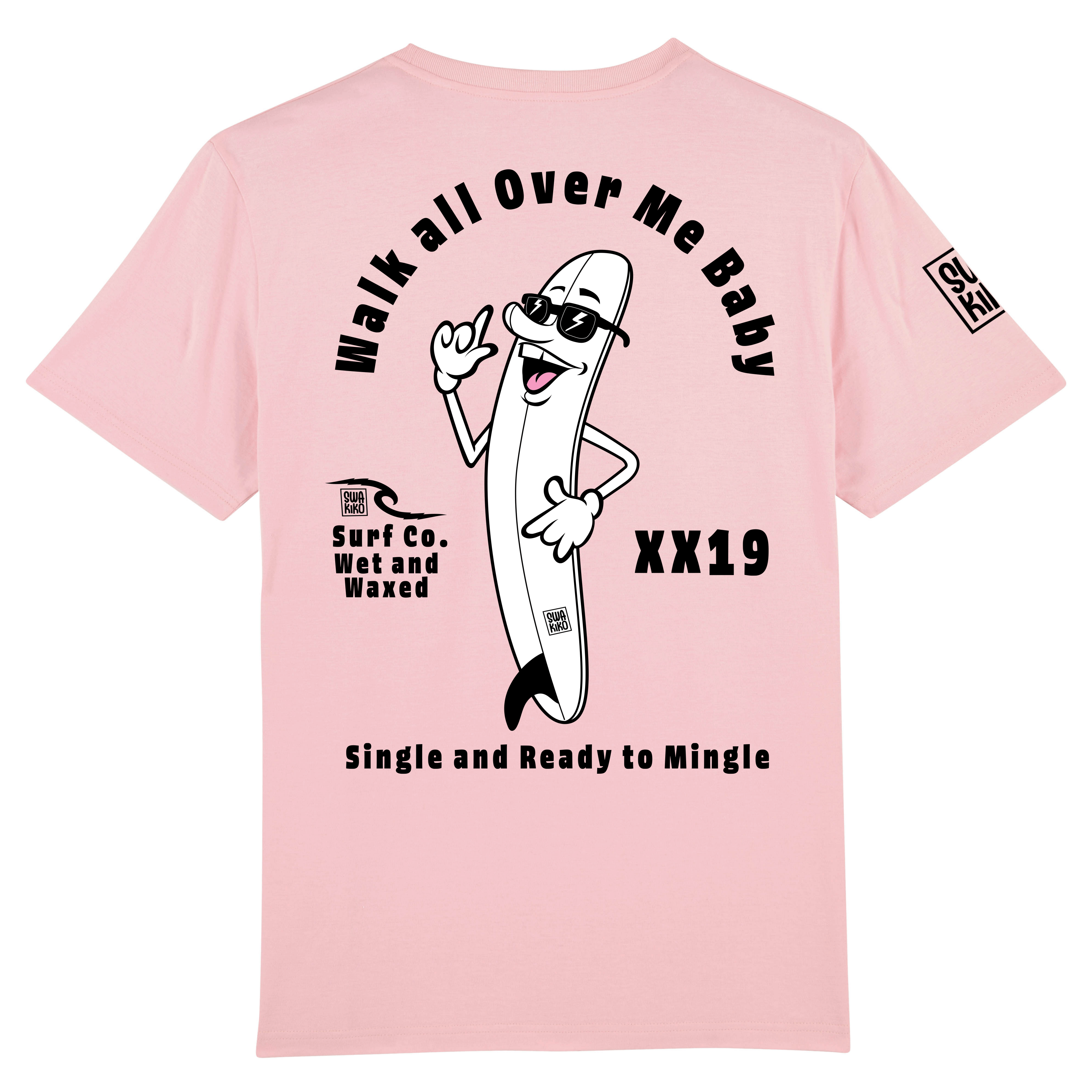 Single and Ready to Mingle Surf T-shirt pink