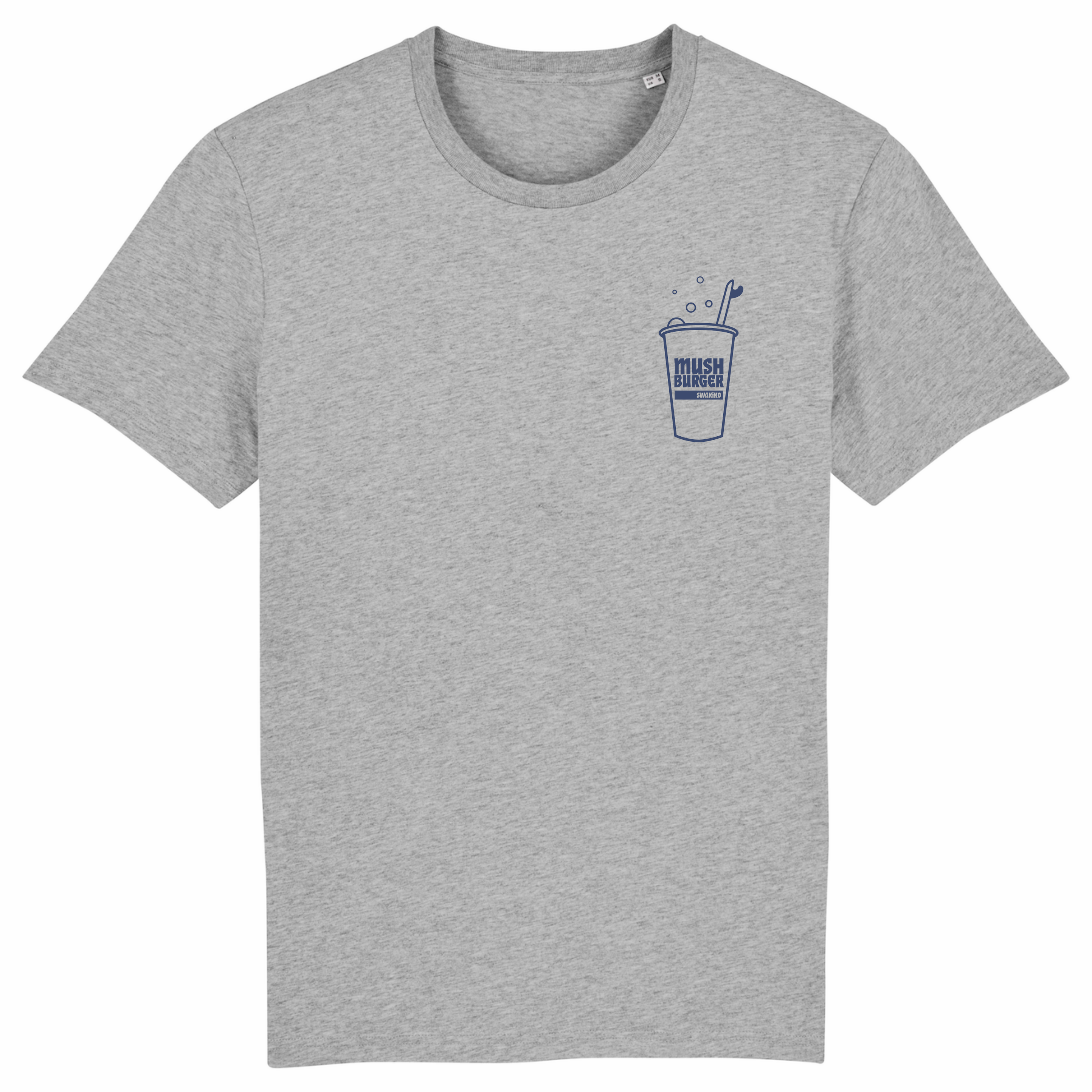 Grey mush burger surf T-shirt, front