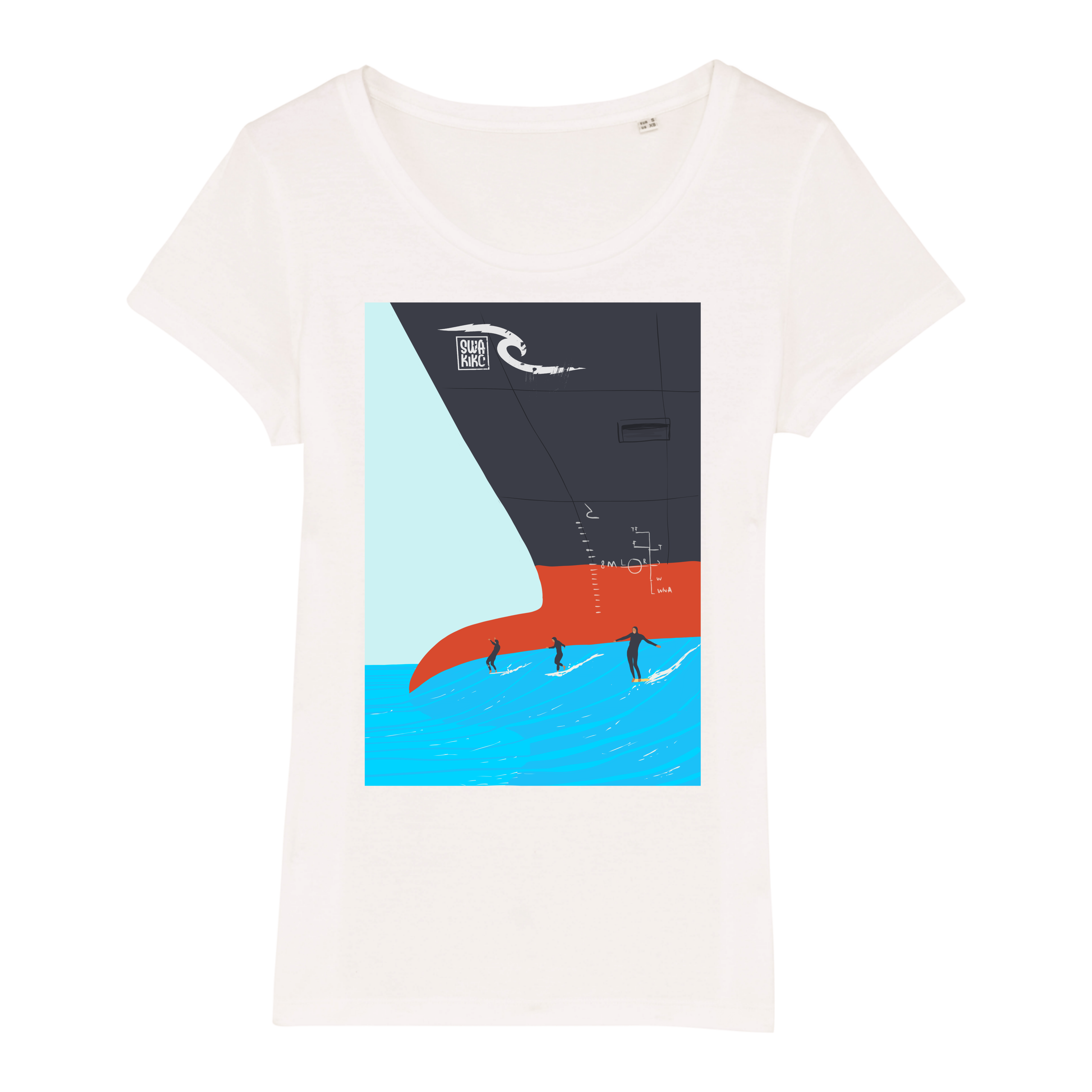 Surf T-shirt Shipping, women white
