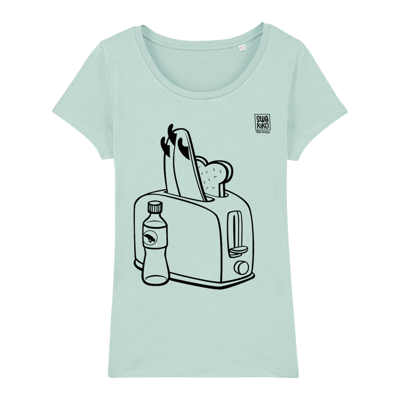 Surf t-shirt women, toaster, caribbean blue