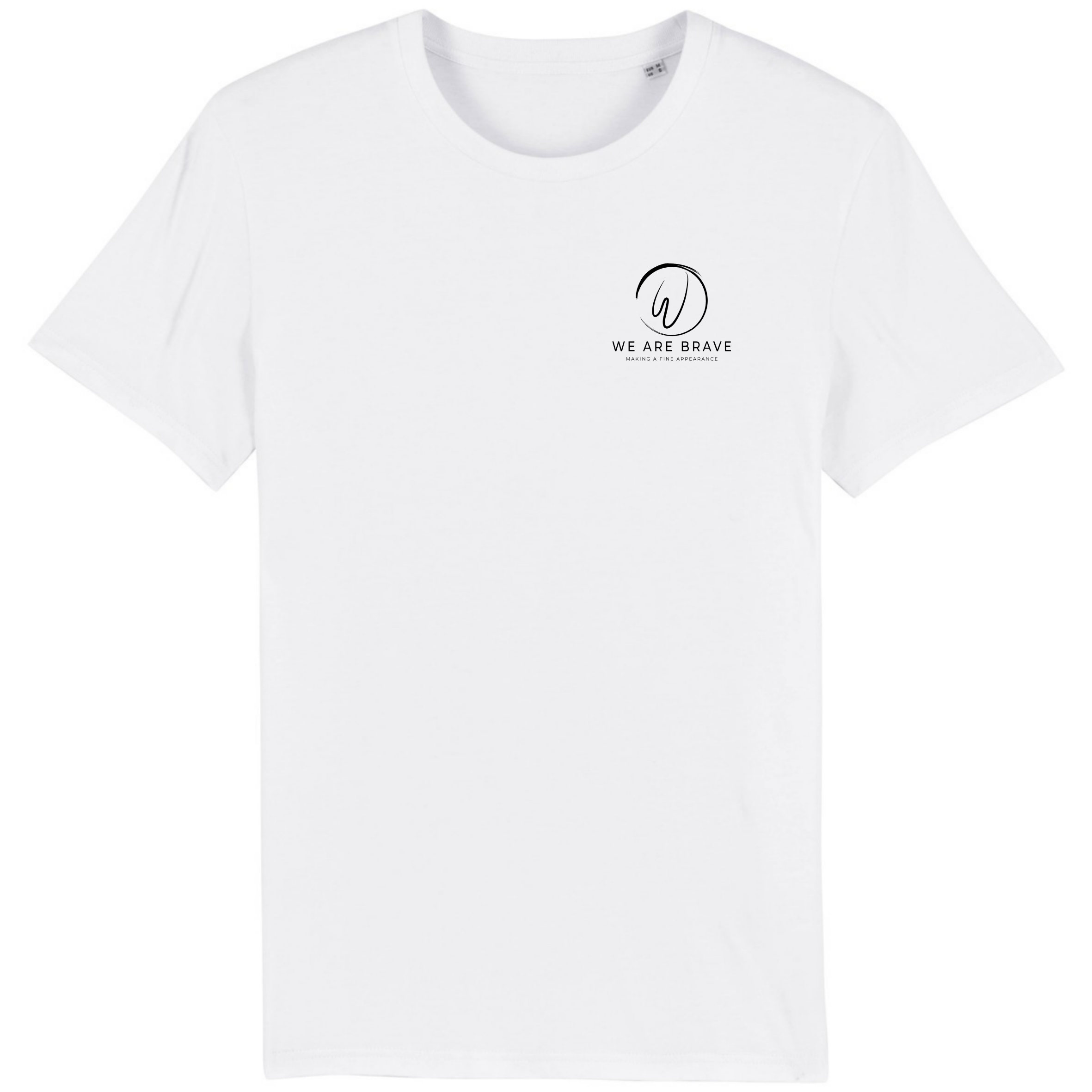 Wit T-shirt met borstlogo van We are Brave productions