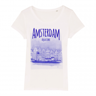Amsterdam souvenir T-shirt Aqua Libre, women white