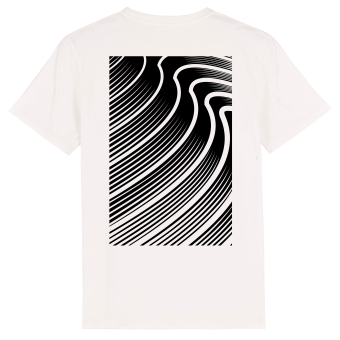 Wit T-shirt met kunstzinnig surf-golven design - Vang de kracht van de zee in stijl 