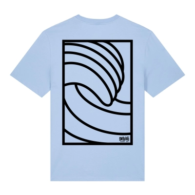 Licht blauw T-shirt met stijlvol golfdesign - Perfecte combinatie van surf en mode