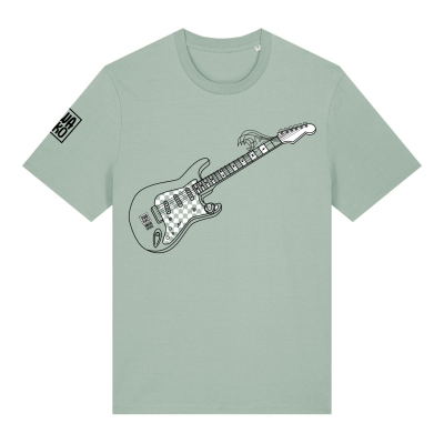 Aloë groen Surf T-shirt met de Stratocaster gitaar