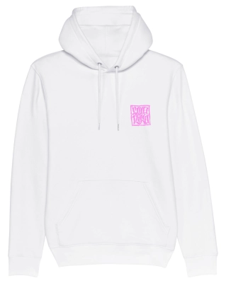 Witte hoodie met roze Swakiko borstlogo