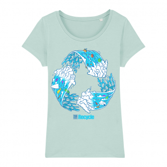 Surf t-shirt women caribbean blue, Recycle
