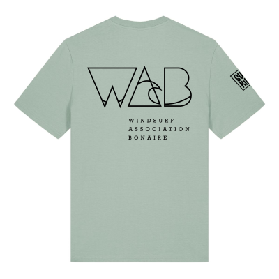 Aloë groen T-shirt van Windsurf Association Bonaire met Swakiko logo op de mouw