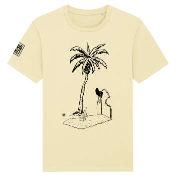 Surf t-shirt men yellow, Grave with Palmtree