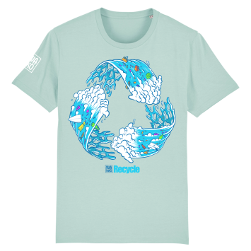 Surf t-shirt men turqoise, Recycle wave