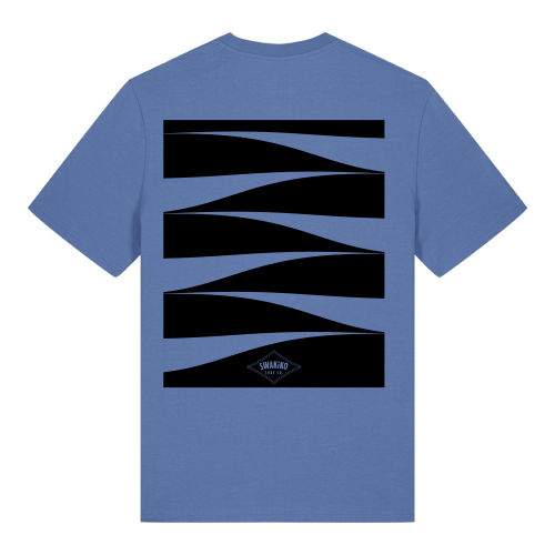 Blauw surf T-shirt met abstract golf design - perfect voor surfers