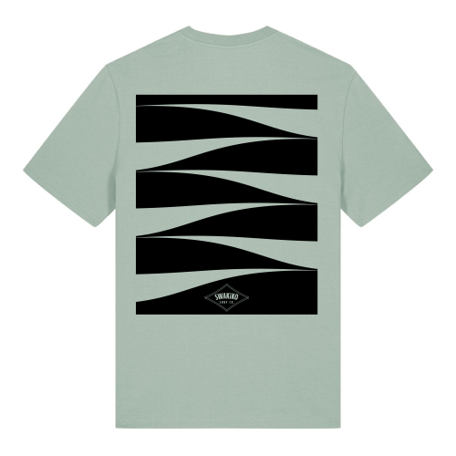 Groen surf T-shirt met abstract golf design - perfect voor surfers