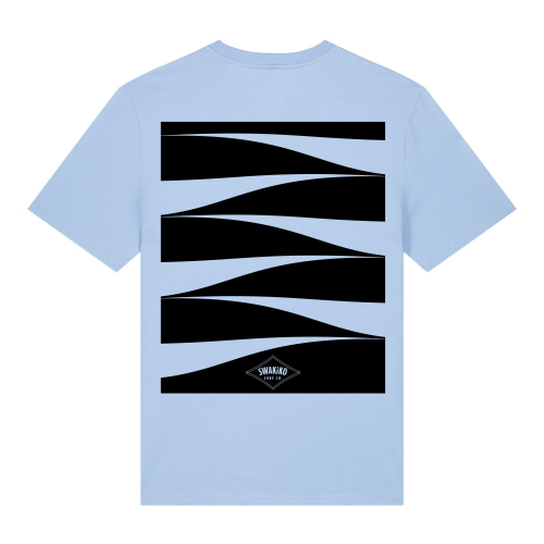 Licht blauw surf T-shirt met abstract golf design - perfect voor surfers