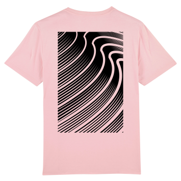 Roze T-shirt met kunstzinnig surf-golven design - Vang de kracht van de zee in stijl 
