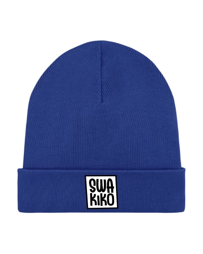 Blauwe beanie met Swakiko logo
