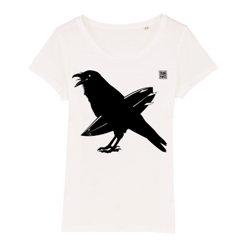 Surf T-shirt, Surfing Crow , women, white