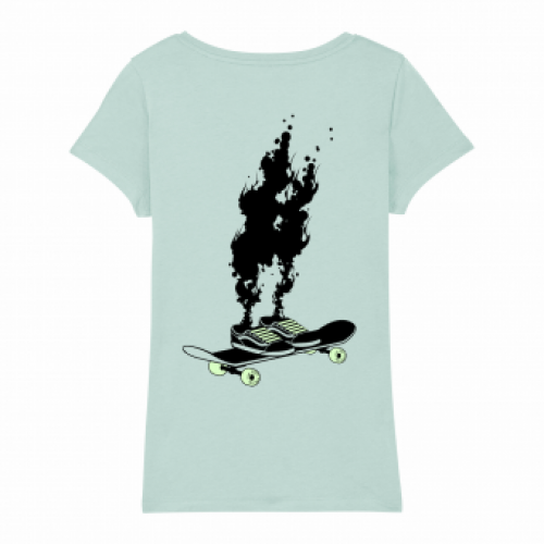 Skate T-shirt women, spontaneous combustion, green