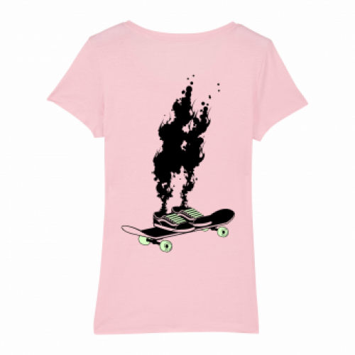 Skate T-shirt women, spontaneous combustion, pink