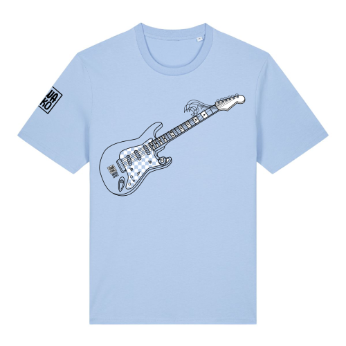 Licht blauw Surf T-shirt met de Stratocaster gitaar