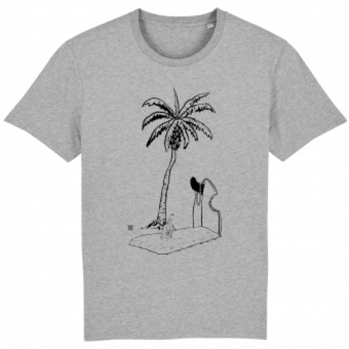 Surf t-shirt men grey, Grave with Palmtree