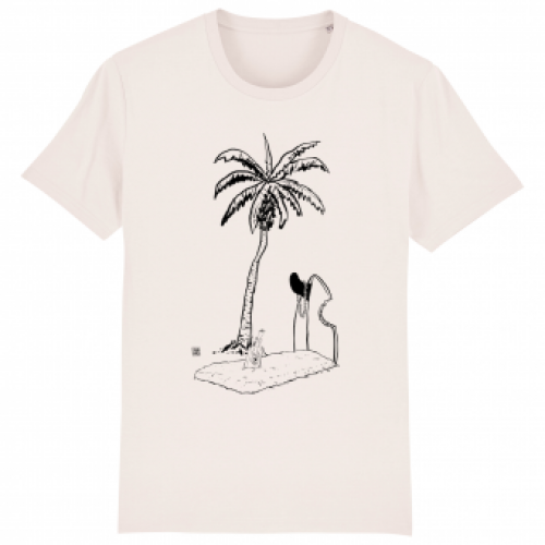 Surf t-shirt men white, Grave with Palmtree