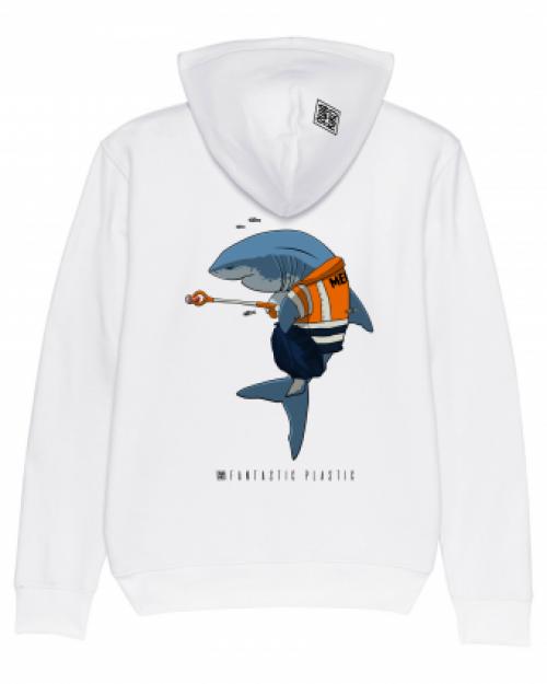 Surf Hoodie Cleaning Shark, white