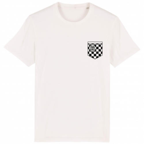 Wit T-shirt met geblokte borstzakje en Swakiko logo 