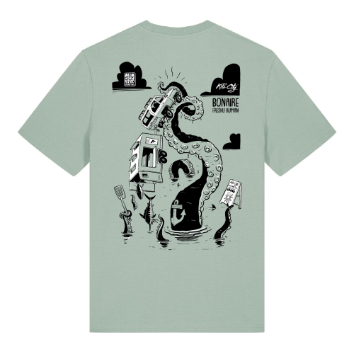 Licht Groen Swakiko Bonaire T-shirt met cartoon print van een Blue Marlin met zonnebril