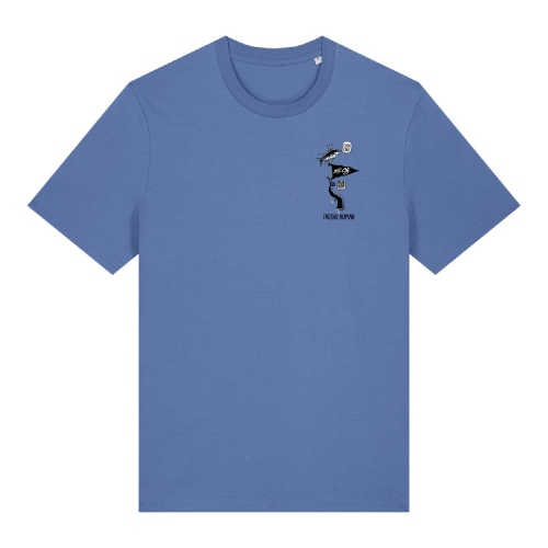 Blauw T-shirt met Swakiko borstlogo van een Blue Marlin