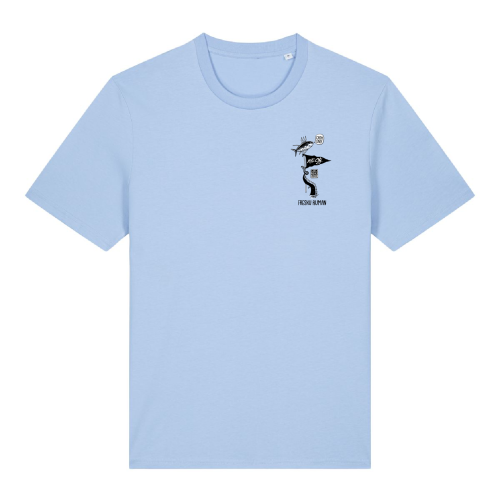 Lichtblauw T-shirt met Swakiko borstlogo van een Blue Marlin