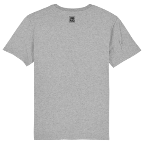Logo van SWAKIKO in de nek van een grijs wit T-shirt