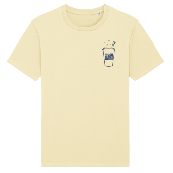Yellow mush burger surf T-shirt, front