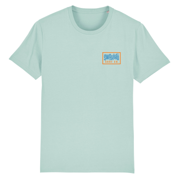 Turquoise T-shirt met gekleurd borstlogo van SWAKiKO