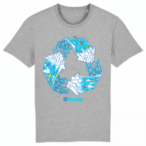 Surf t-shirt men grey, Recycle wave