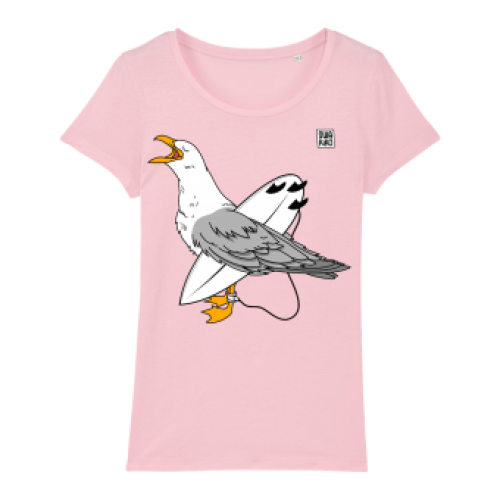 Surf t-shirt women pink, Wahine Seagull