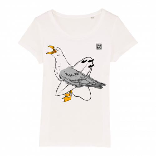 Surf t-shirt women white, Seagulll
