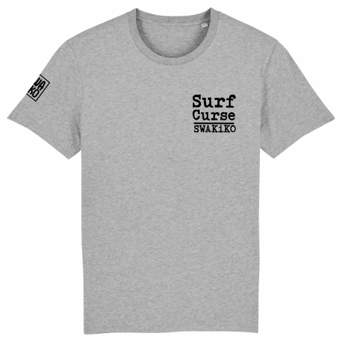 Grijs T-shirt met Surf Curse borst logo van Swakiko