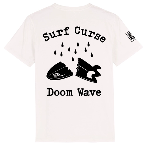 Wit Surf Curse T-shirt met artwork van een gebroken surfboard