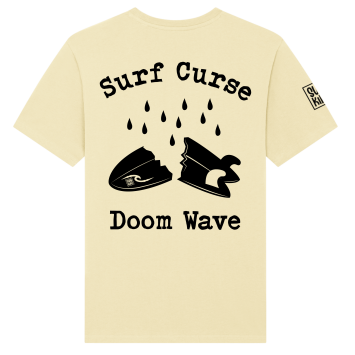 Geel Surf Curse T-shirt met artwork van een gebroken surfboard