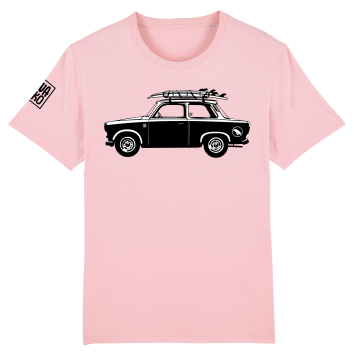 Surf t-shirt men pink, Car with surfboard
