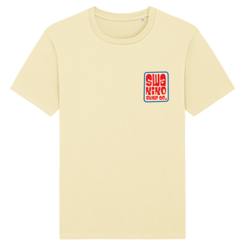 Voorkant van een geel surf T-shirt van SWAKiKO