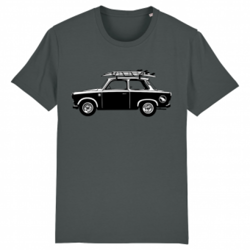 Surf t-shirt men anthracite, Car with surfboard