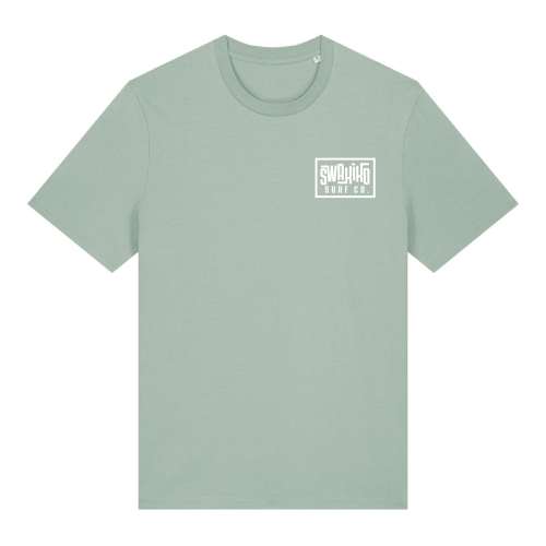 Aloë groen T-shirt met wit Swakiko borst logo