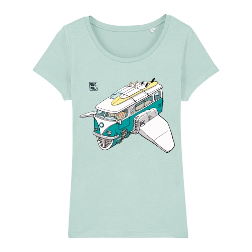 Surf t-shirt women caribbean blue, Volkswagon Surfship