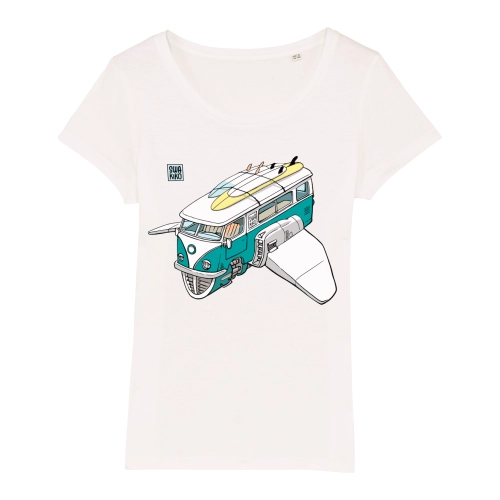 Surf t-shirt women white, Volkswagon Surfship