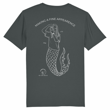Antraciet T-shirt met een fotograferende zeemeermin voor We are Brave productions