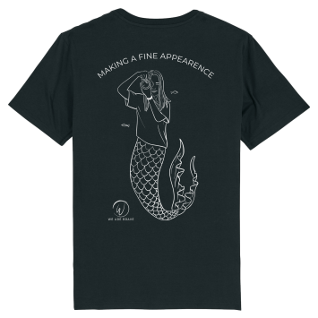 Zwart T-shirt met een fotograferende zeemeermin voor We are Brave productions