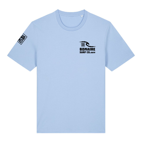 Blauw T-shirt met het logo van Windsurf Association Bonaire op de borst